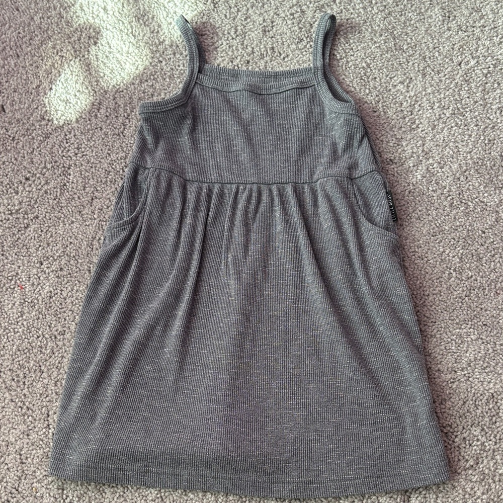 Little Bipsy Grey Knit Sundress with Pockets